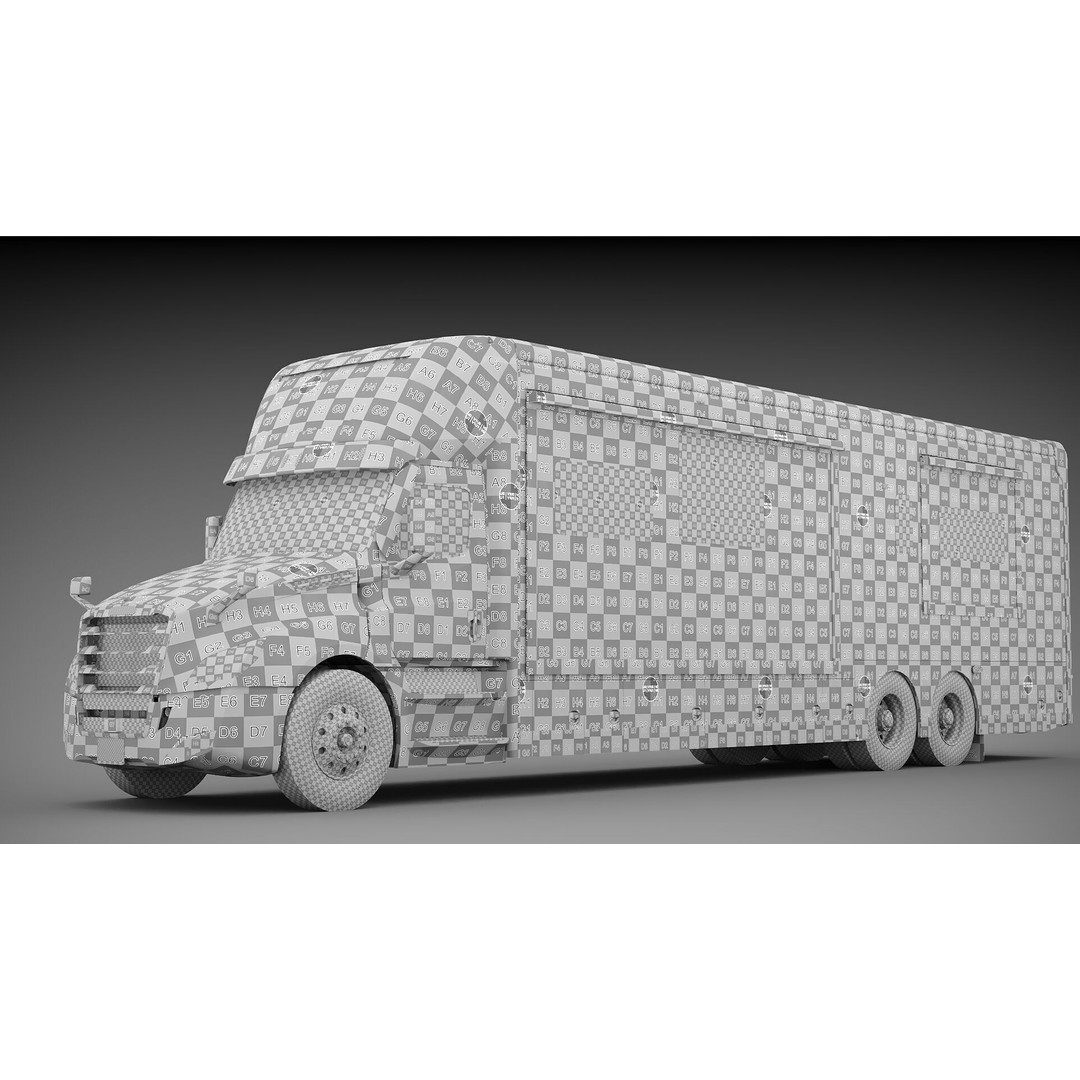 Cascadia Freightliner Motorhome 3D Model – Low Poly Game Asset, FBX, PBR - View 57