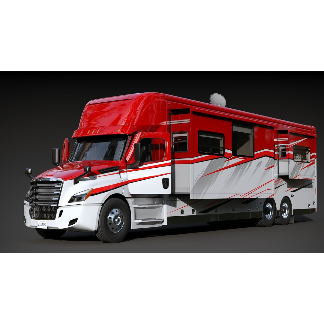 Cascadia Freightliner Motorhome 3D Model – Low Poly Game Asset, FBX, PBR - View 6