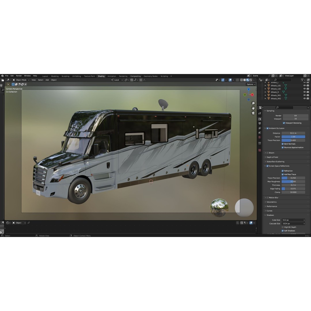 Cascadia Freightliner Motorhome 3D Model – Low Poly Game Asset, FBX, PBR - View 61