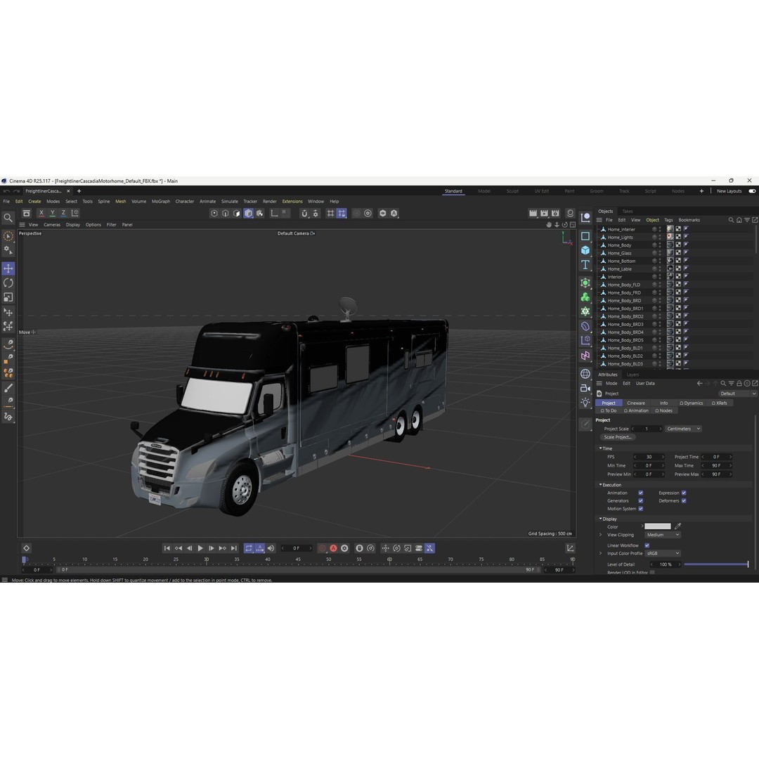 Cascadia Freightliner Motorhome 3D Model – Low Poly Game Asset, FBX, PBR - View 62