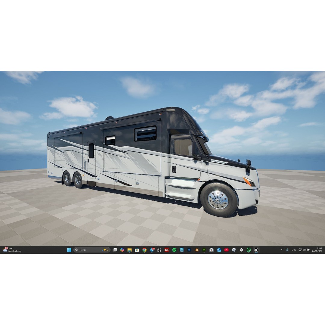 Cascadia Freightliner Motorhome 3D Model – Low Poly Game Asset, FBX, PBR - View 63