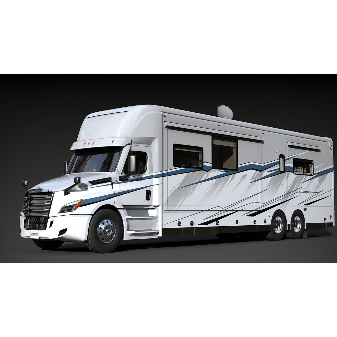 Cascadia Freightliner Motorhome 3D Model – Low Poly Game Asset, FBX, PBR - View 7