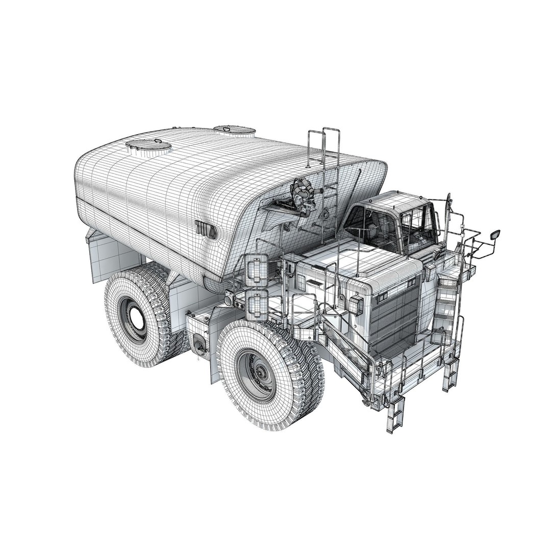 Off Highway Water Truck 3D Model – High Poly Industrial Vehicle, FBX & OBJ