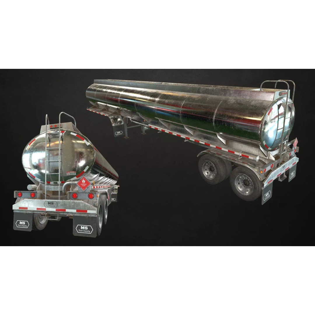 Semi Trailer 3D Model – Low Poly Game Ready Pack, FBX/OBJ - View 11