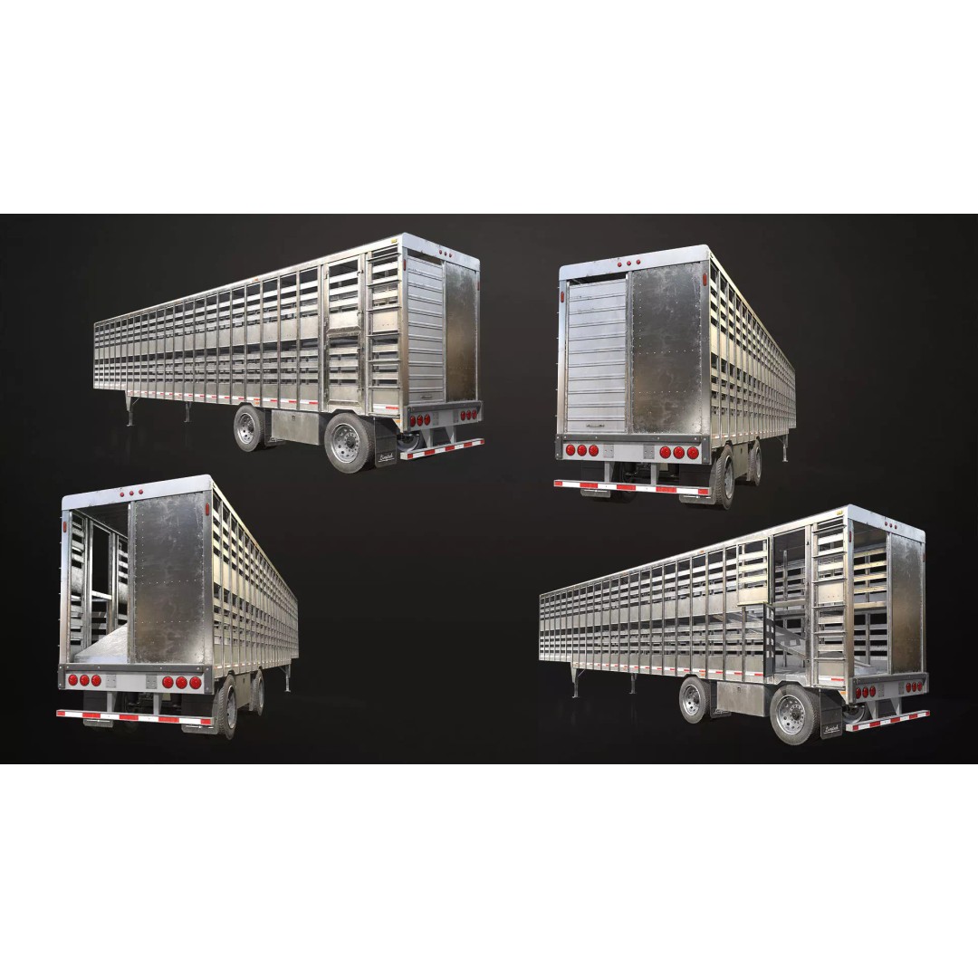 Semi Trailer 3D Model – Low Poly Game Ready Pack, FBX/OBJ - View 16