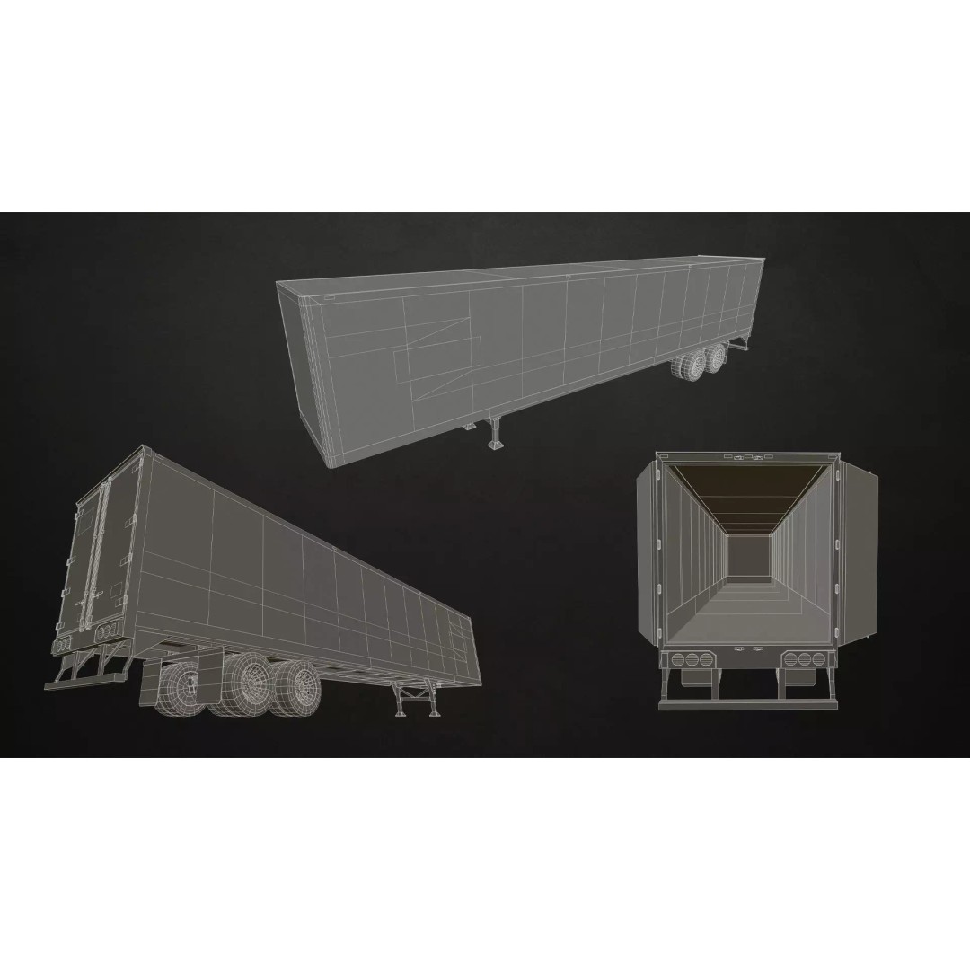 Semi Trailer 3D Model – Low Poly Game Ready Pack, FBX/OBJ - View 23