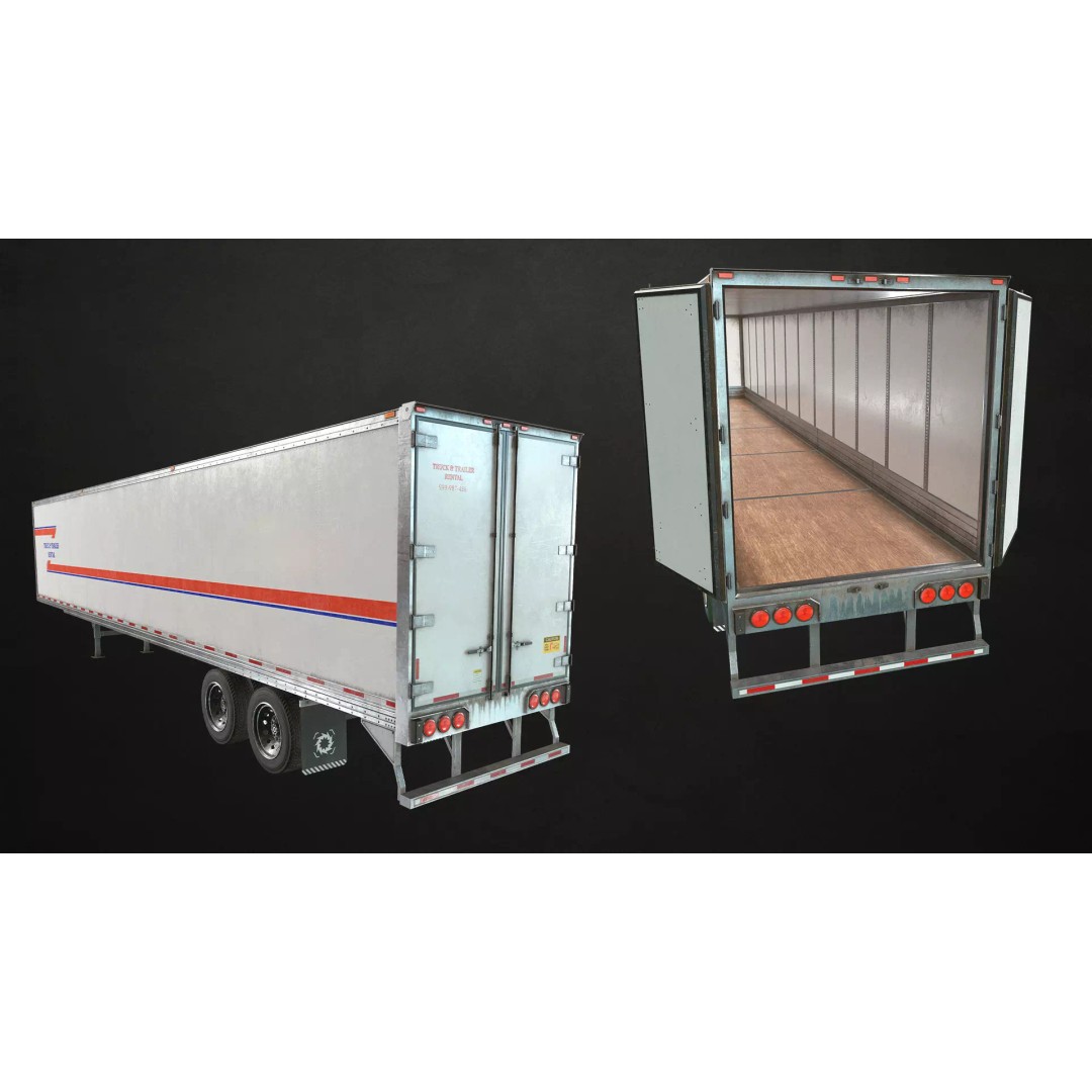 Semi Trailer 3D Model – Low Poly Game Ready Pack, FBX/OBJ - View 6