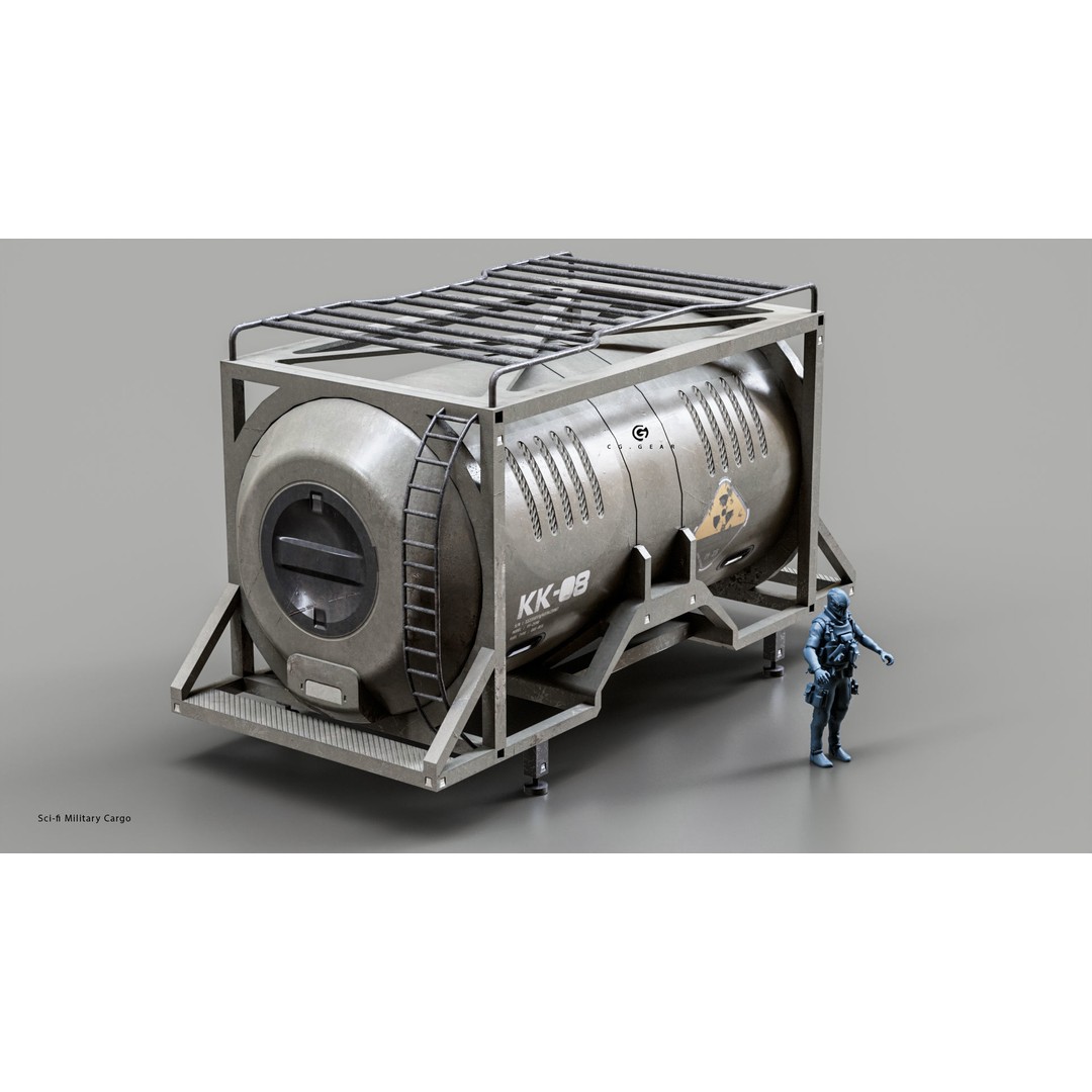 Sci-fi Military Cargo 3D Model – Low Poly PBR Game Asset, FBX