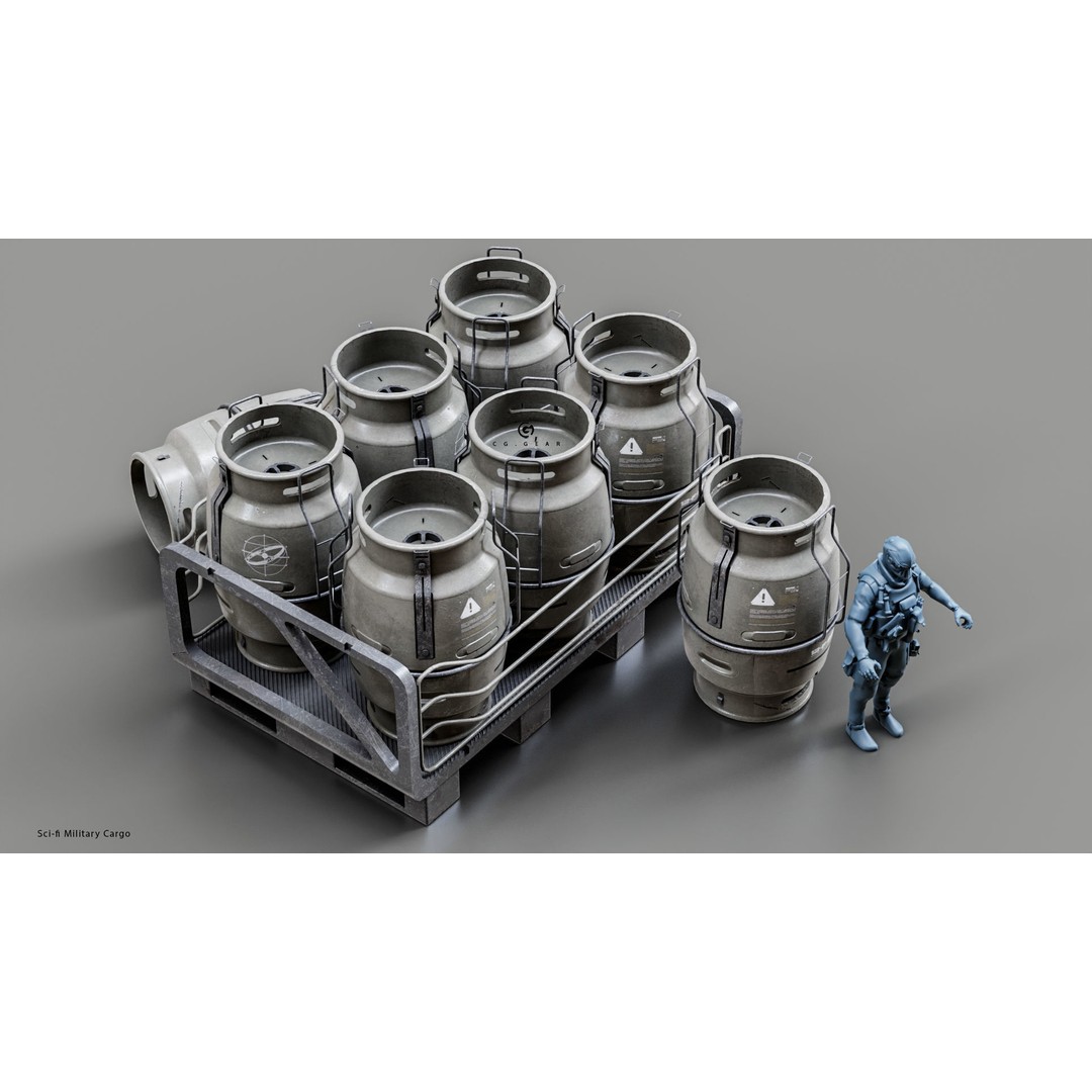 Sci-fi Military Cargo 3D Model – Low Poly PBR Game Asset, FBX - View 10
