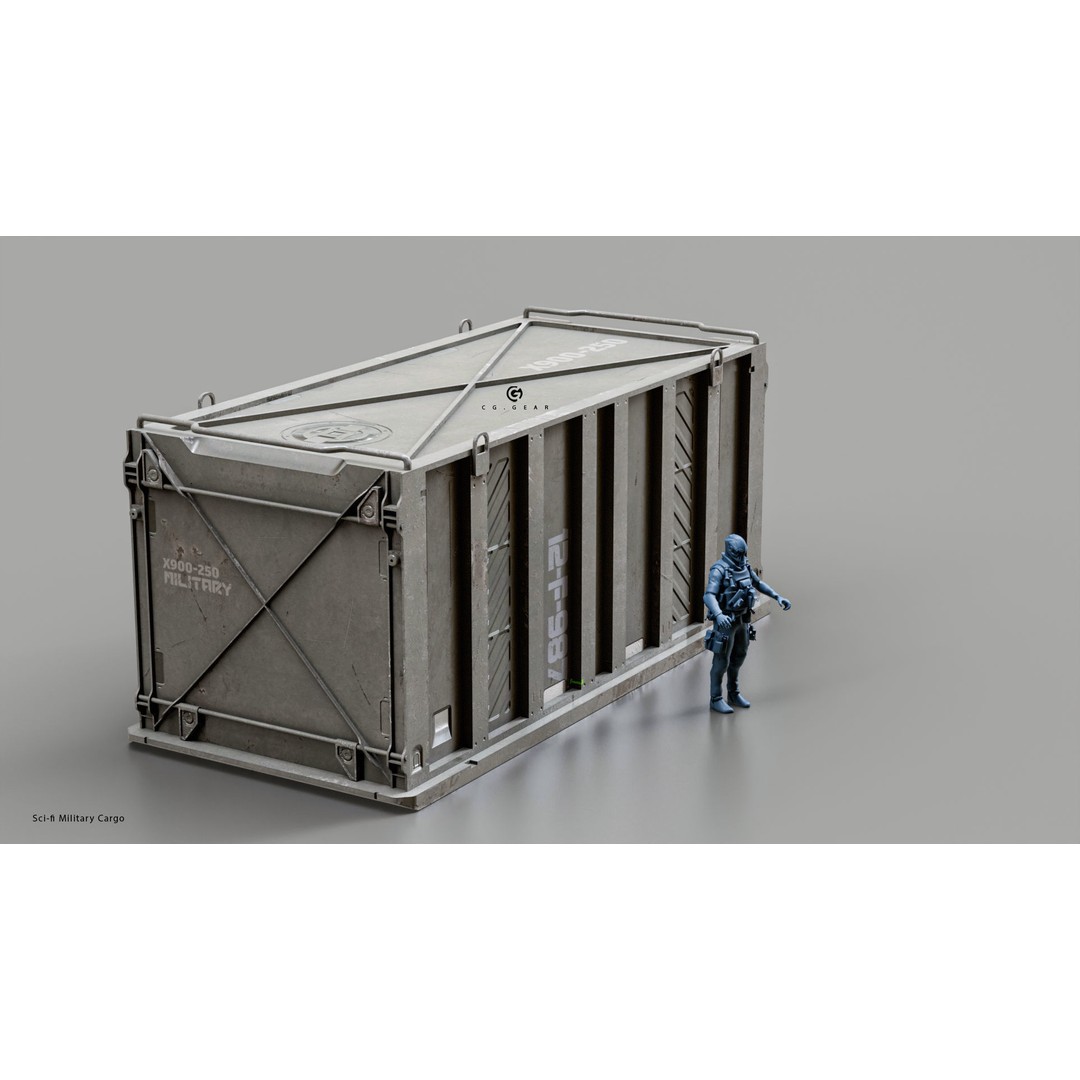 Sci-fi Military Cargo 3D Model – Low Poly PBR Game Asset, FBX - View 13