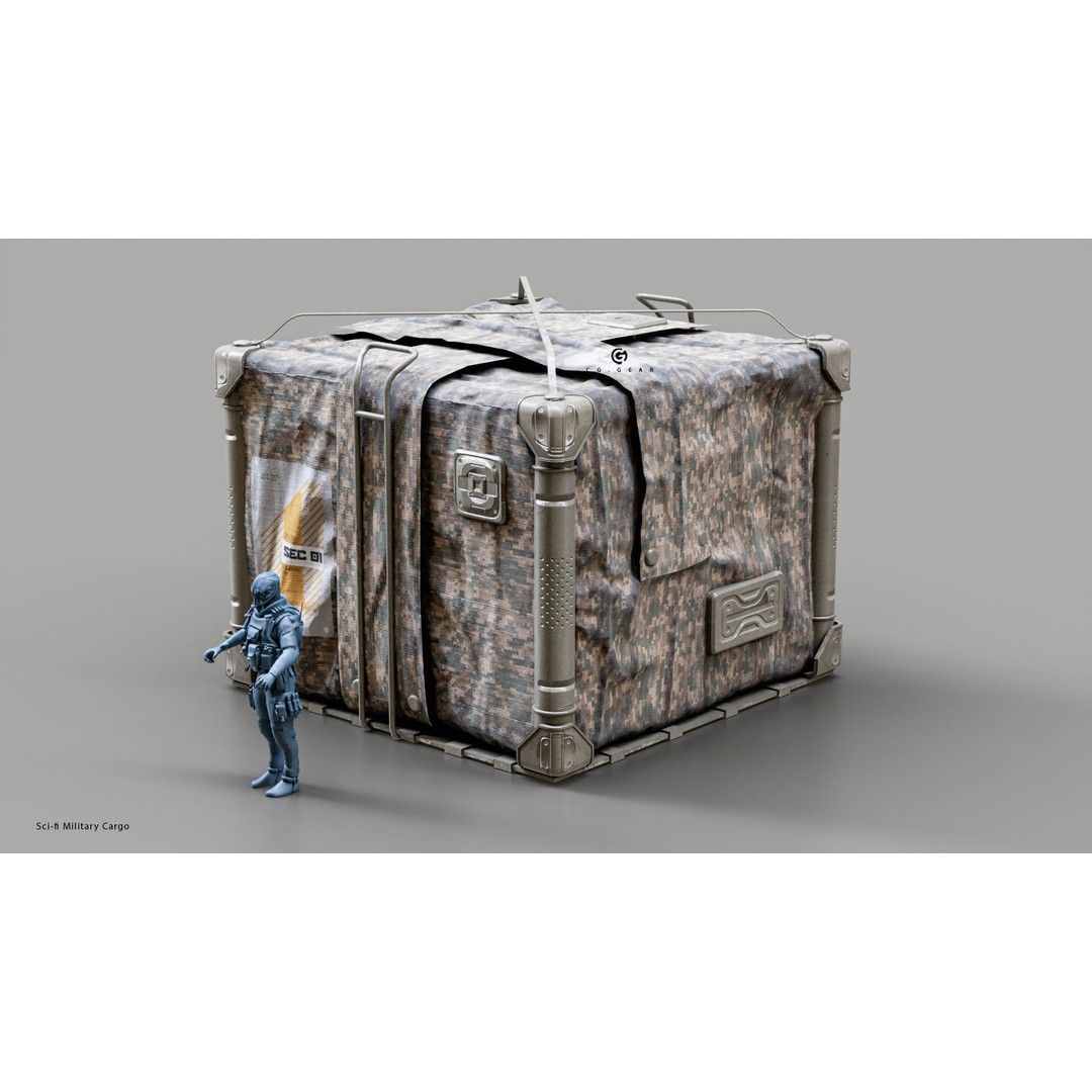 Sci-fi Military Cargo 3D Model – Low Poly PBR Game Asset, FBX - View 14