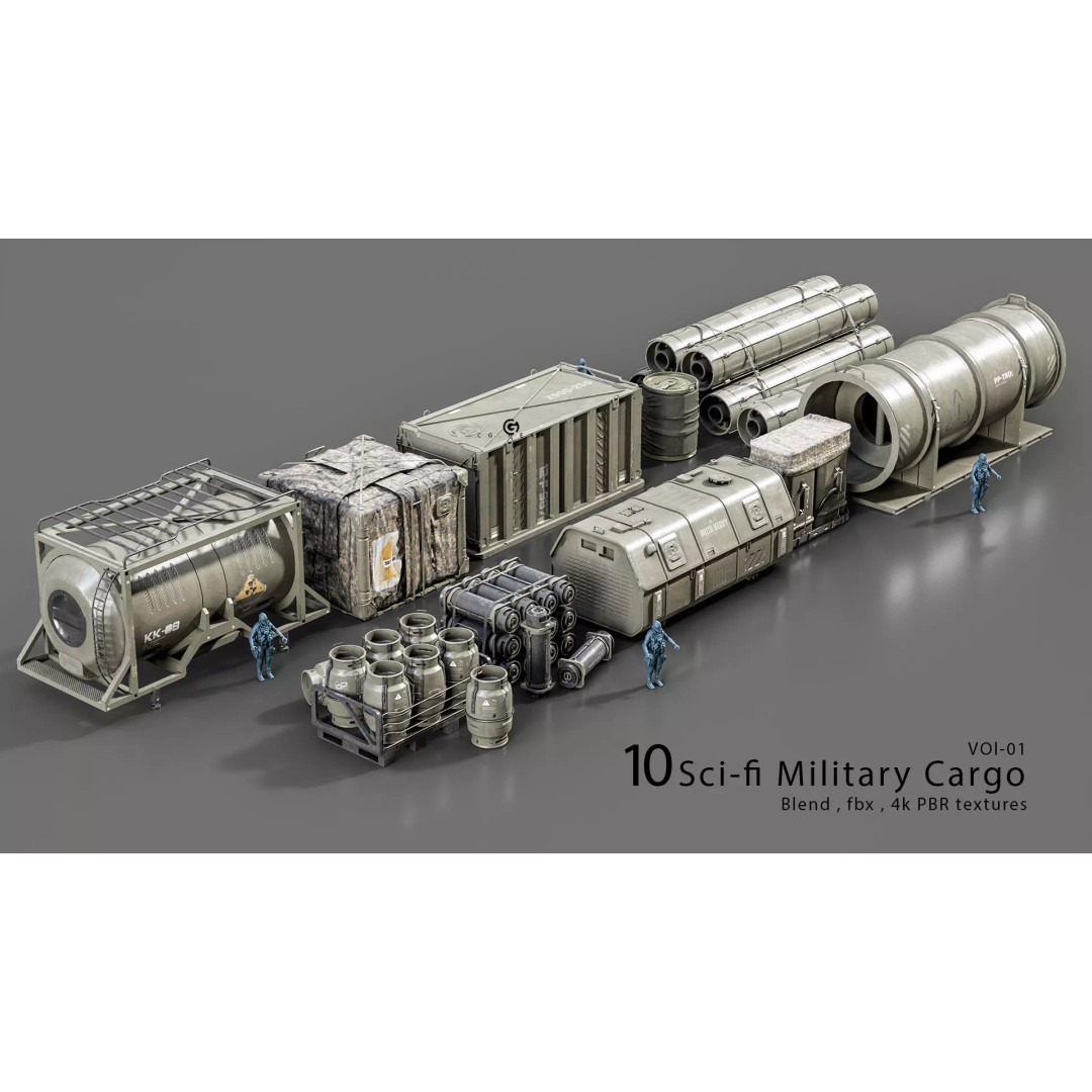 Sci-fi Military Cargo 3D Model – Low Poly PBR Game Asset, FBX - View 2
