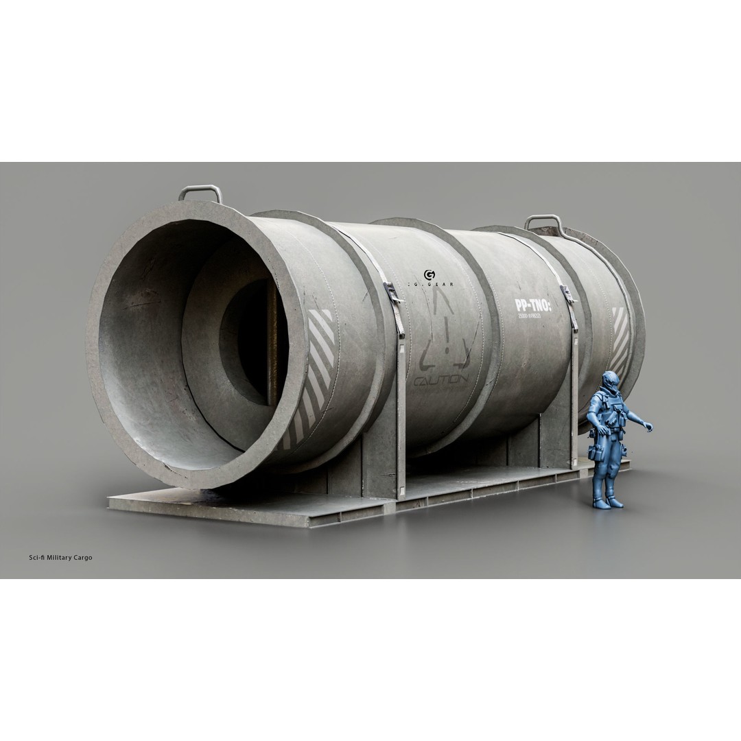 Sci-fi Military Cargo 3D Model – Low Poly PBR Game Asset, FBX - View 6