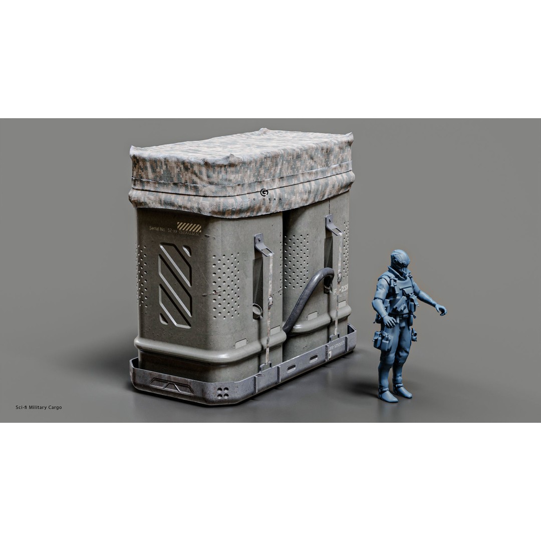 Sci-fi Military Cargo 3D Model – Low Poly PBR Game Asset, FBX - View 7