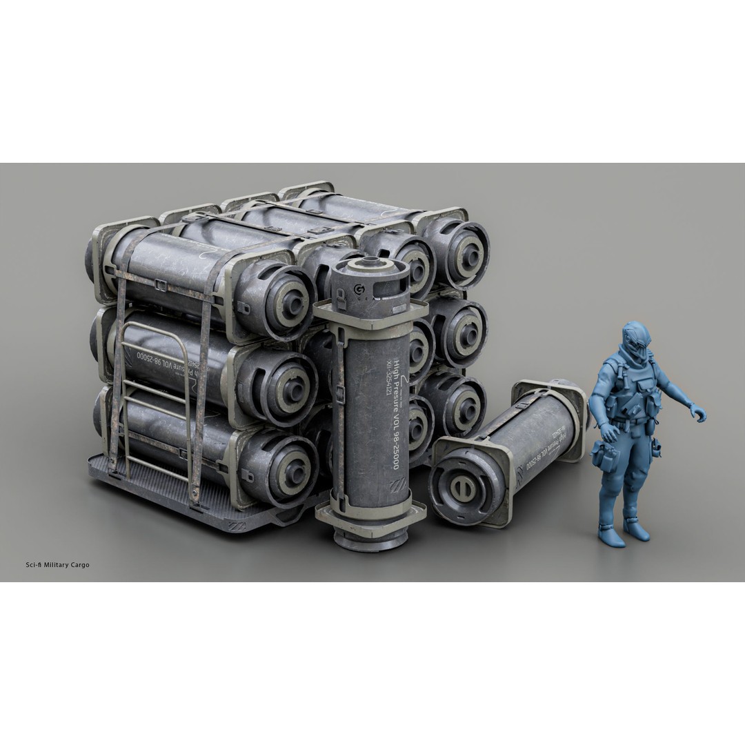 Sci-fi Military Cargo 3D Model – Low Poly PBR Game Asset, FBX - View 9