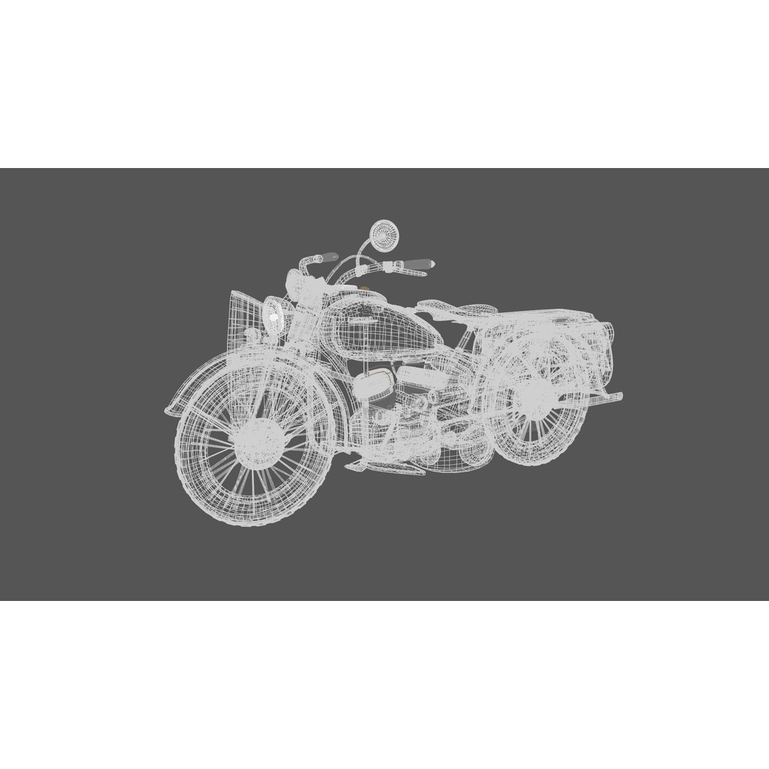 Harley-Davidson WLA Motorcycle 3D Model – Low Poly Game Ready PBR Asset