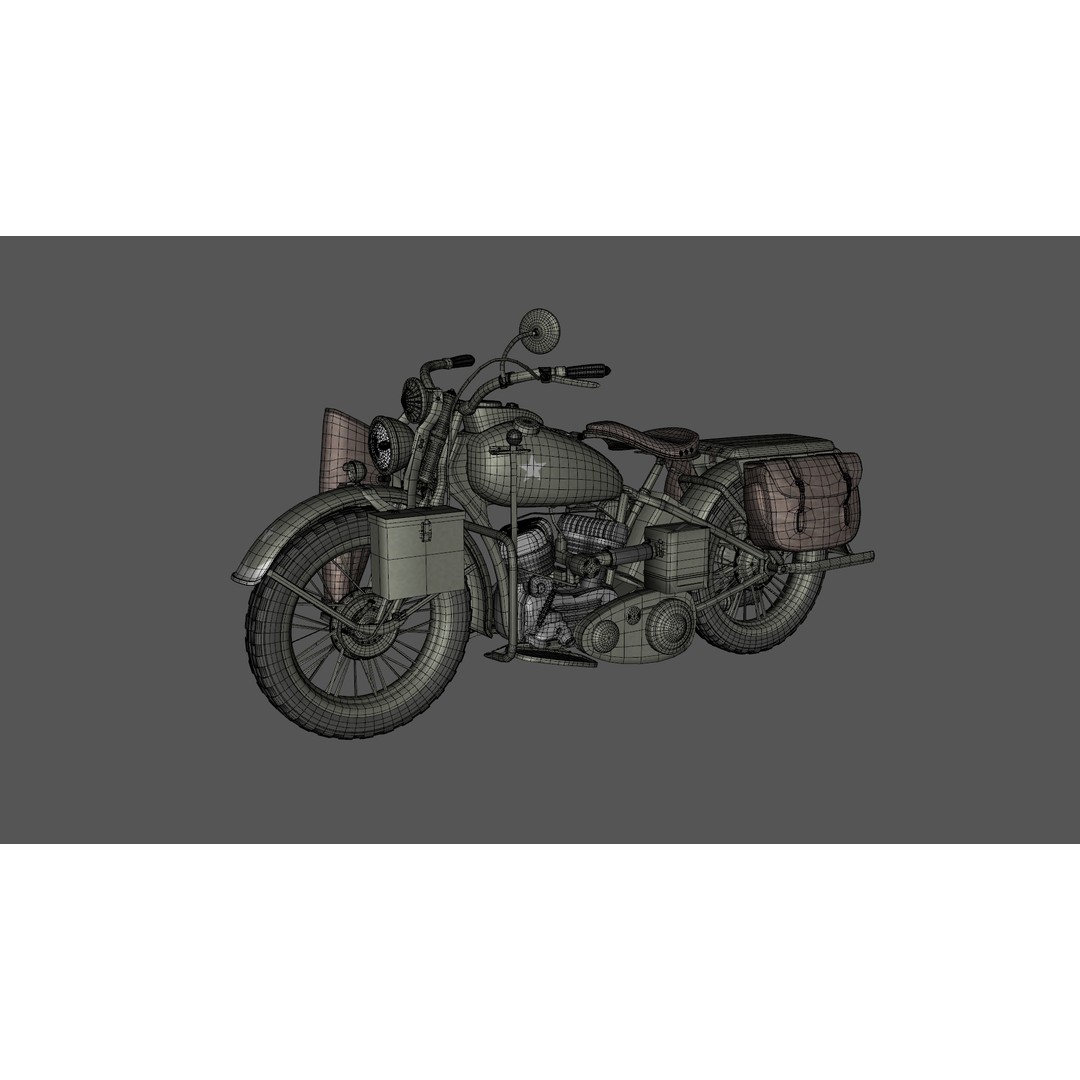 Harley-Davidson WLA Motorcycle 3D Model – Low Poly Game Ready PBR Asset - View 10