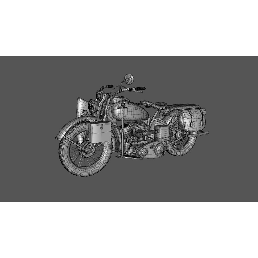 Harley-Davidson WLA Motorcycle 3D Model – Low Poly Game Ready PBR Asset - View 11