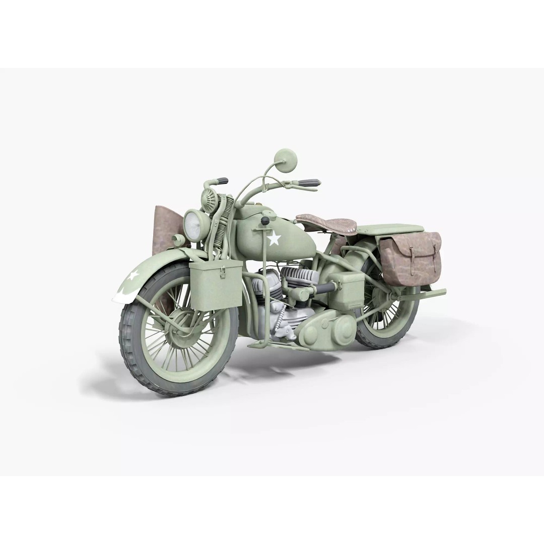 Harley-Davidson WLA Motorcycle 3D Model – Low Poly Game Ready PBR Asset - View 2