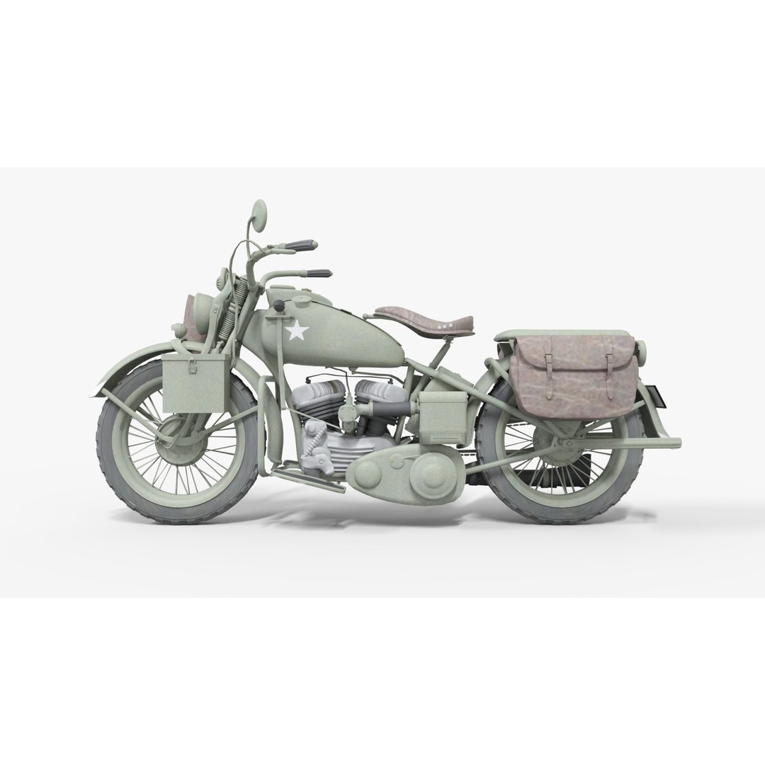 Harley-Davidson WLA Motorcycle 3D Model – Low Poly Game Ready PBR Asset - View 3