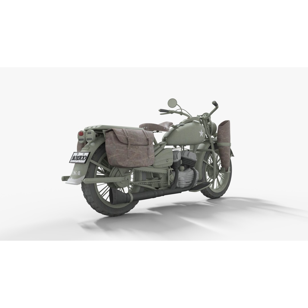 Harley-Davidson WLA Motorcycle 3D Model – Low Poly Game Ready PBR Asset - View 4