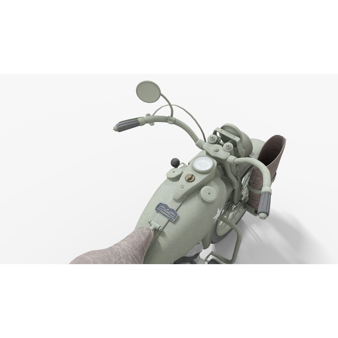 Harley-Davidson WLA Motorcycle 3D Model – Low Poly Game Ready PBR Asset - View 6