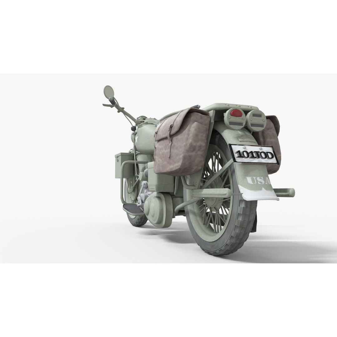 Harley-Davidson WLA Motorcycle 3D Model – Low Poly Game Ready PBR Asset - View 7