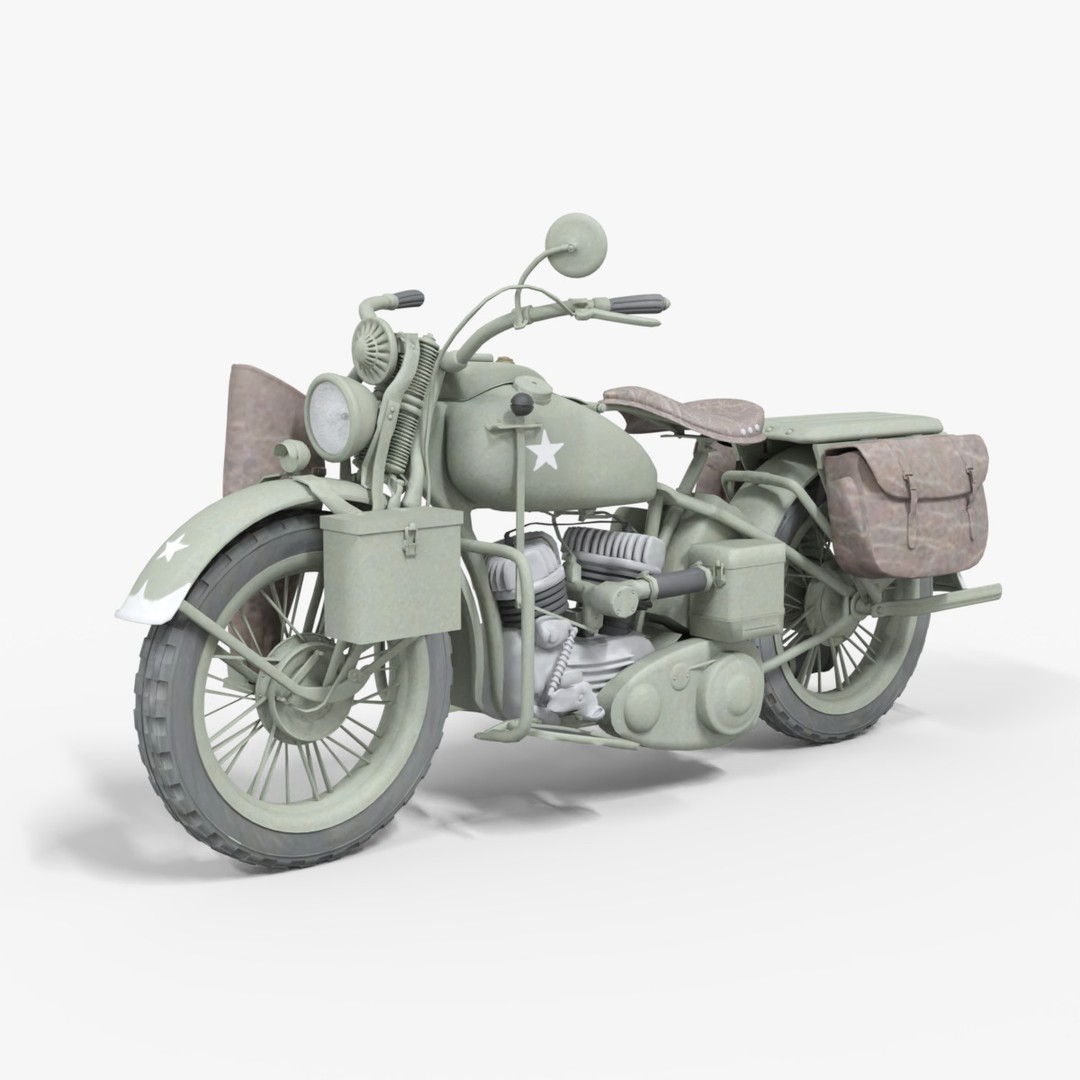 Harley-Davidson WLA Motorcycle 3D Model – Low Poly Game Ready PBR Asset - View 8