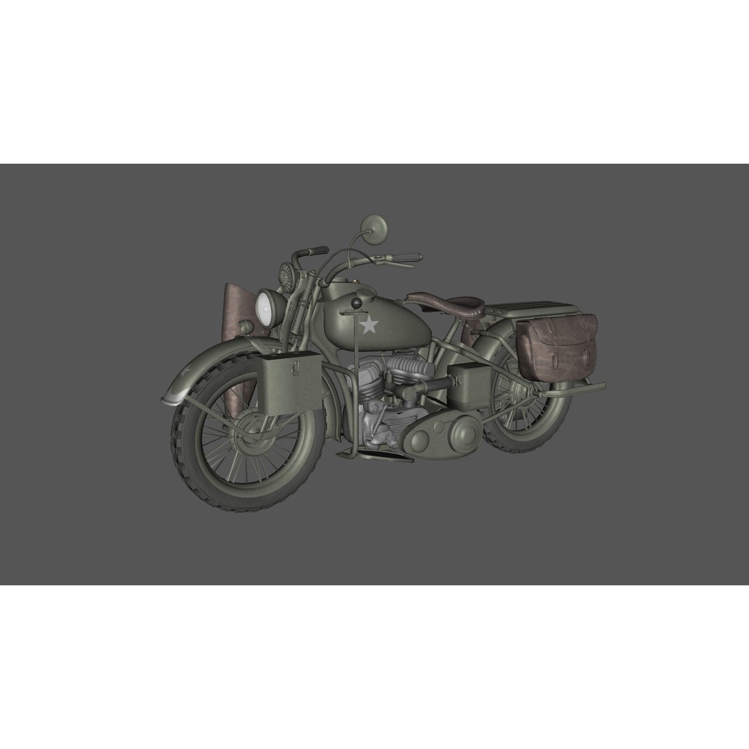Harley-Davidson WLA Motorcycle 3D Model – Low Poly Game Ready PBR Asset - View 9