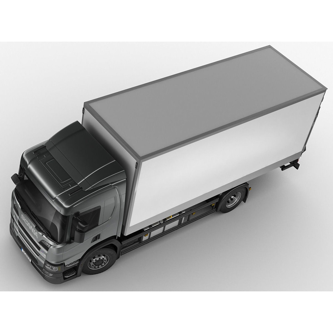 Box Rigid Truck 3D Model – Realistic European Delivery Vehicle, FBX & OBJ - View 11