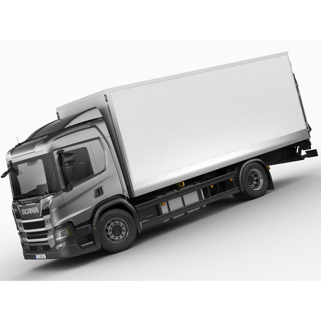 Box Rigid Truck 3D Model – Realistic European Delivery Vehicle, FBX & OBJ - View 13