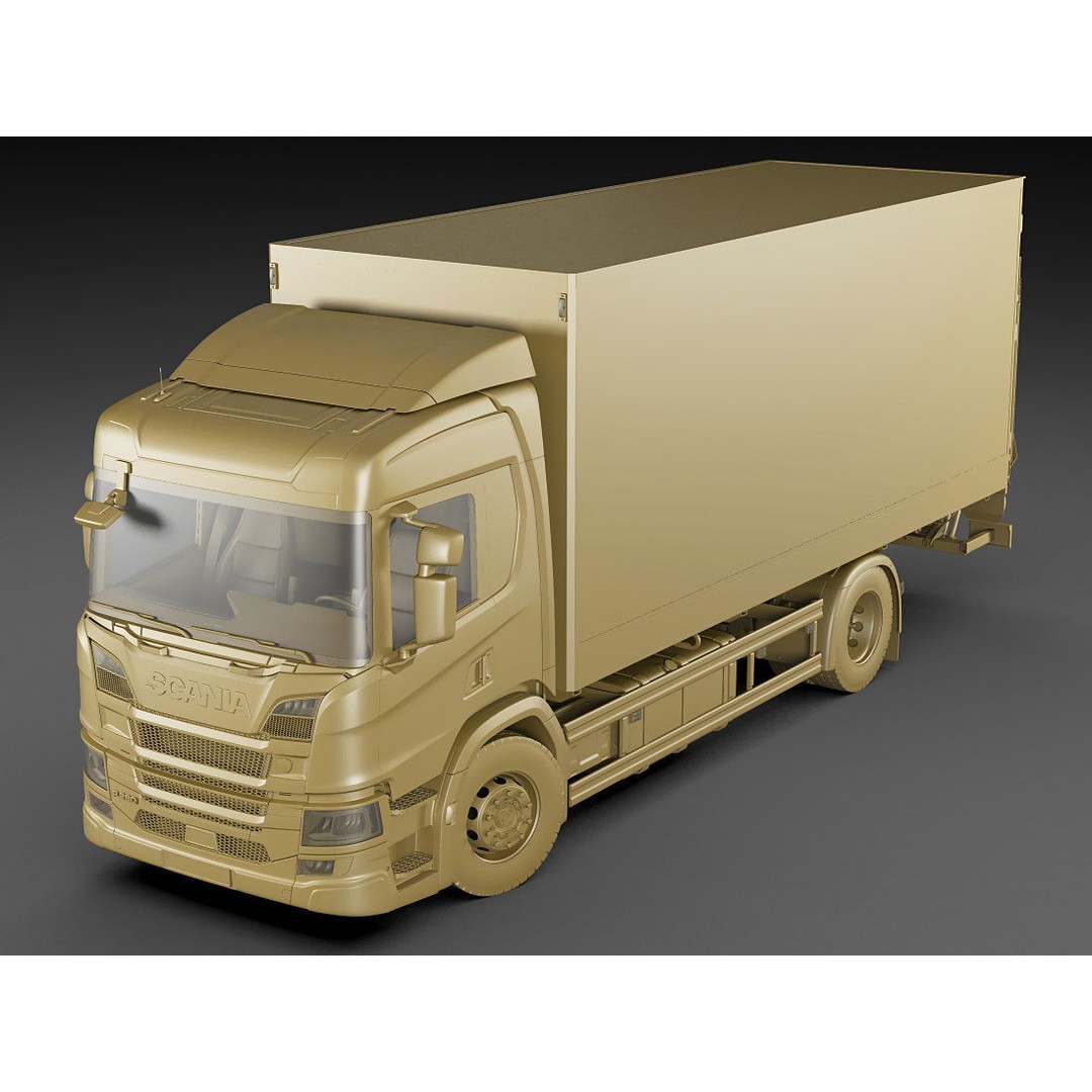 Box Rigid Truck 3D Model – Realistic European Delivery Vehicle, FBX & OBJ - View 21