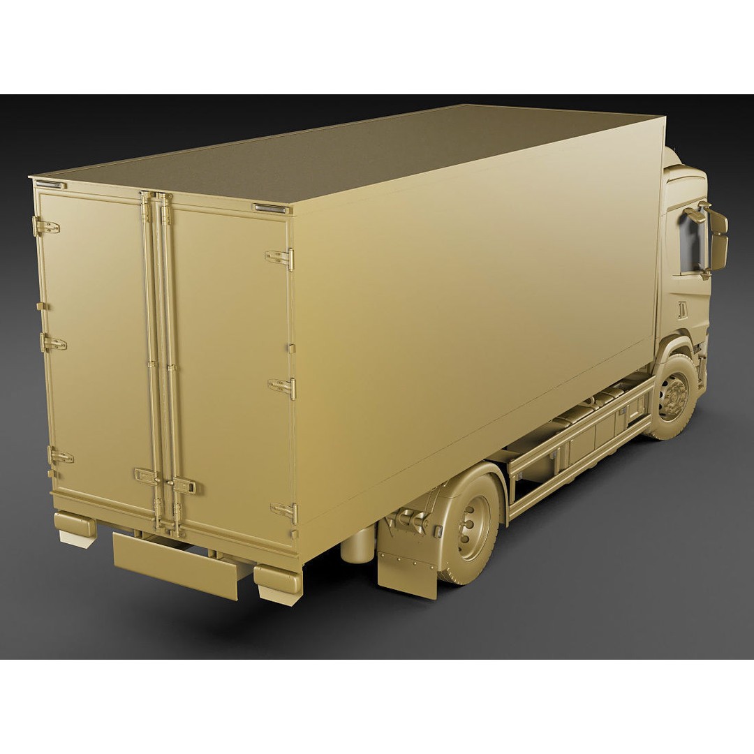 Box Rigid Truck 3D Model – Realistic European Delivery Vehicle, FBX & OBJ - View 23