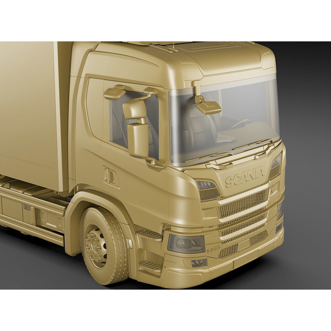 Box Rigid Truck 3D Model – Realistic European Delivery Vehicle, FBX & OBJ - View 27