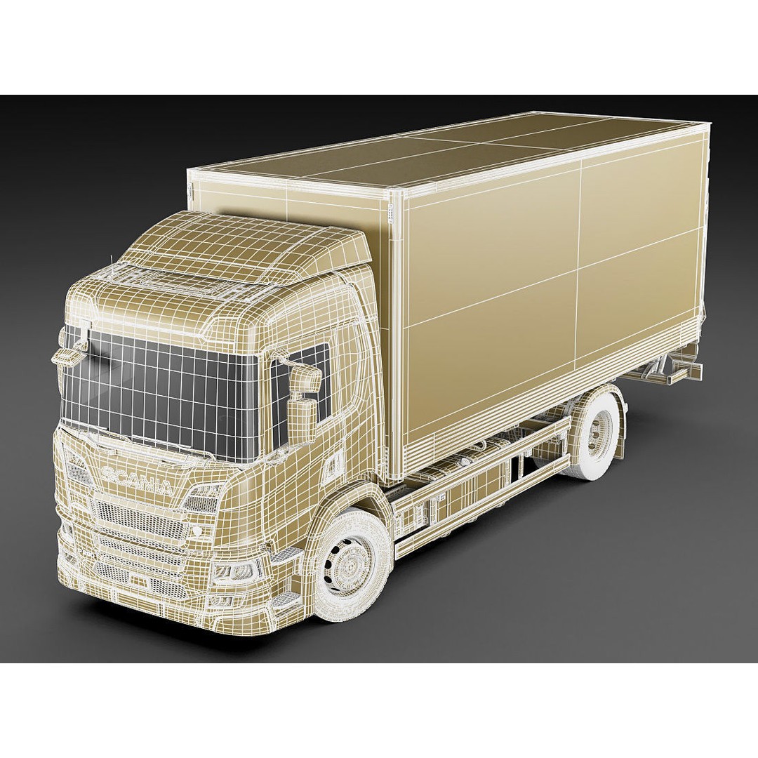 Box Rigid Truck 3D Model – Realistic European Delivery Vehicle, FBX & OBJ - View 28