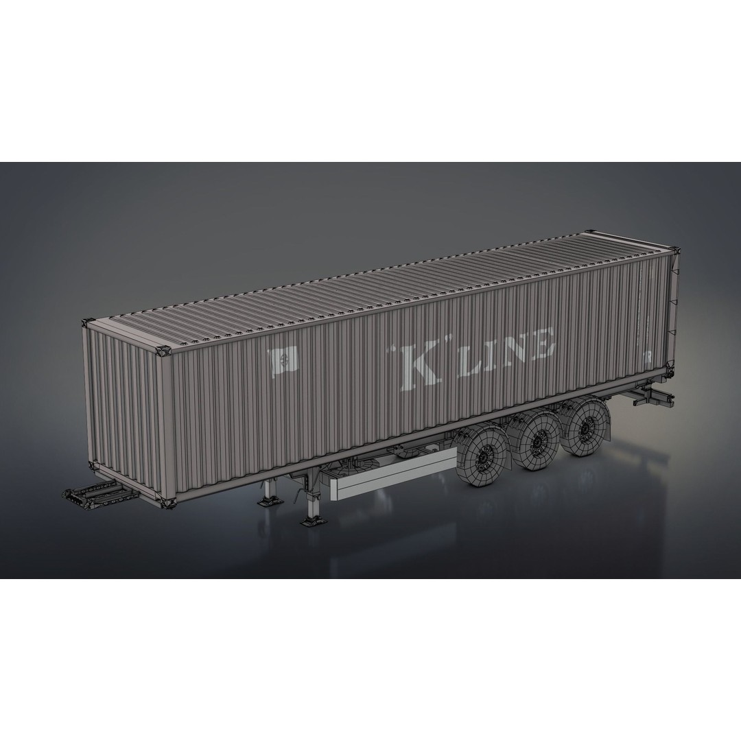 Semi-Trailer Container 3D Model – Low Poly PBR Game Asset, FBX