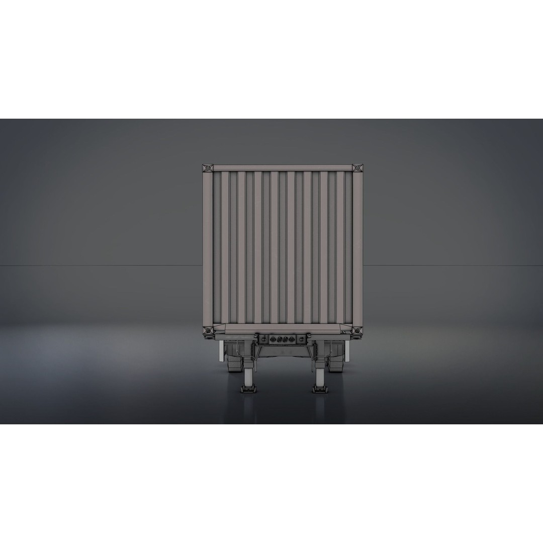 Semi-Trailer Container 3D Model – Low Poly PBR Game Asset, FBX - View 10