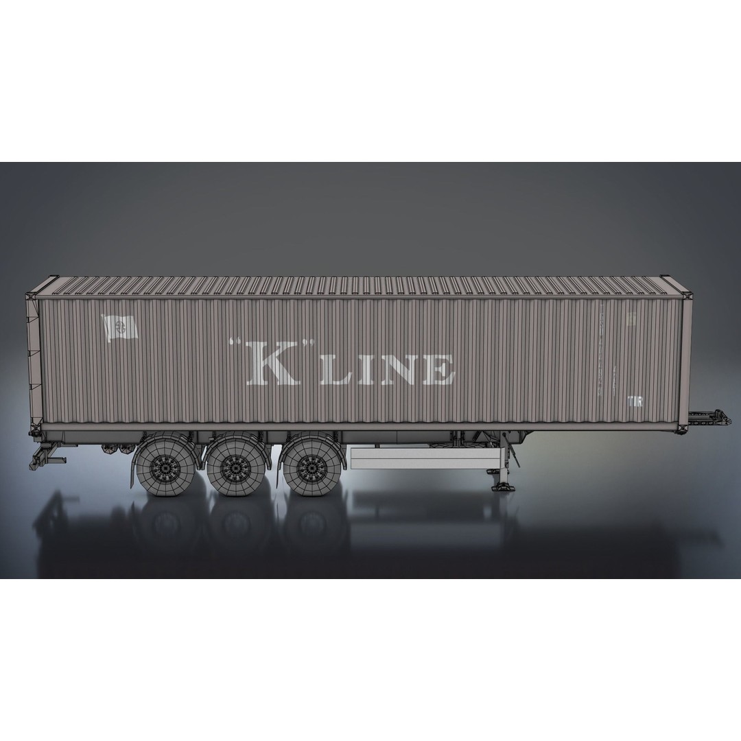 Semi-Trailer Container 3D Model – Low Poly PBR Game Asset, FBX - View 15