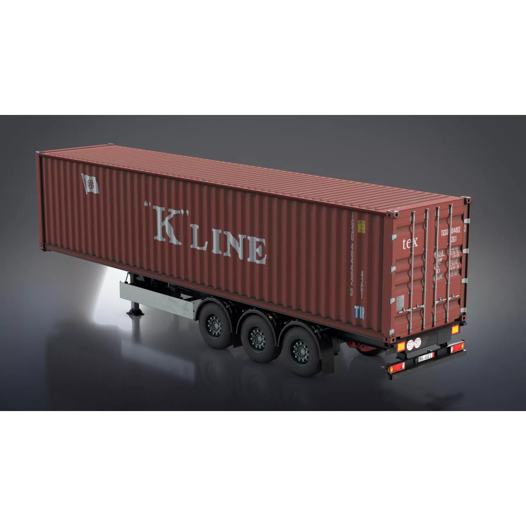 Semi-Trailer Container 3D Model – Low Poly PBR Game Asset, FBX - View 2