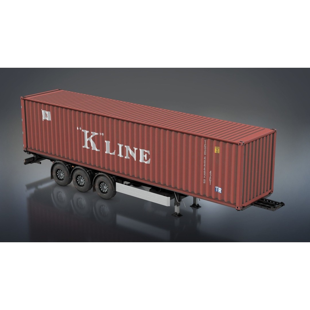 Semi-Trailer Container 3D Model – Low Poly PBR Game Asset, FBX - View 4