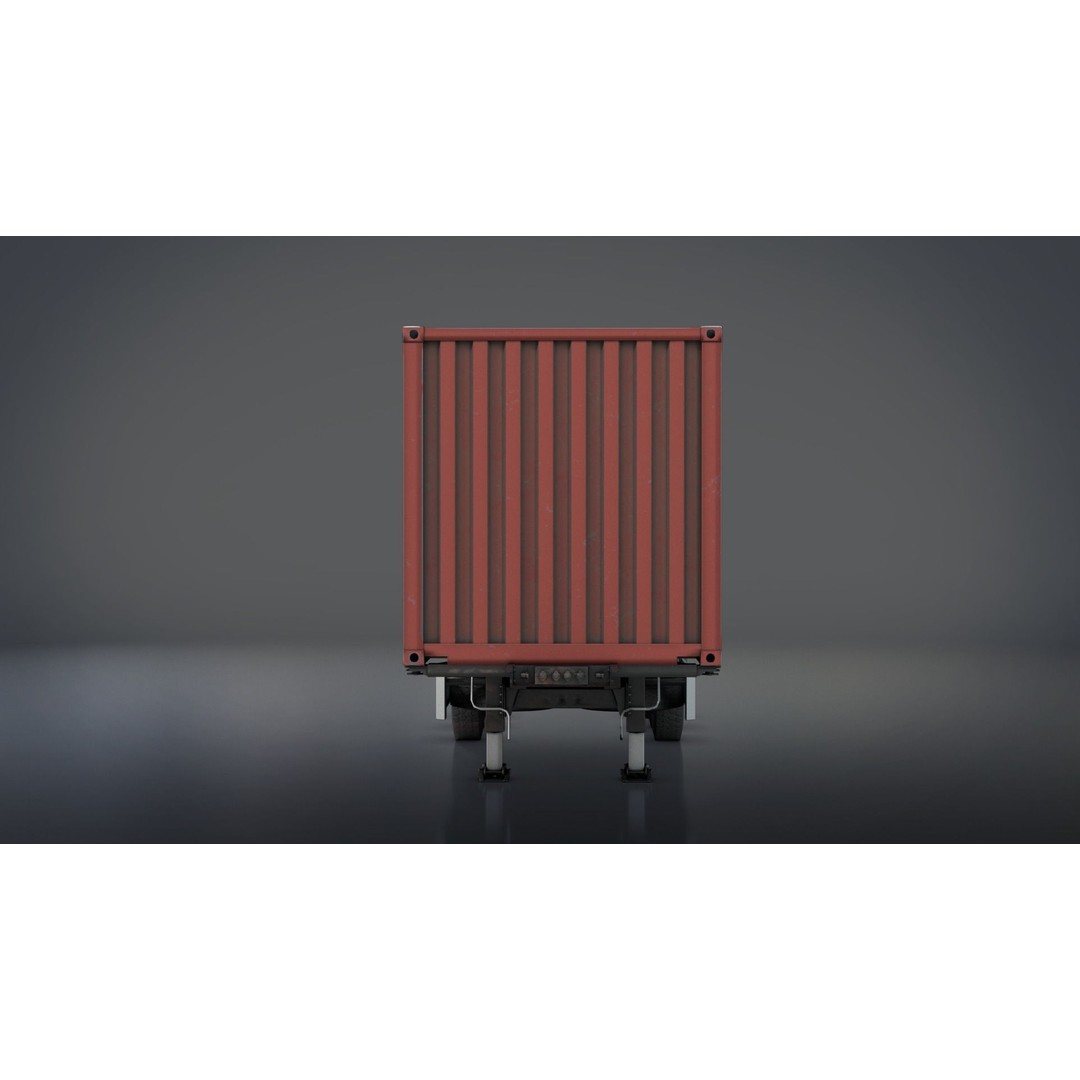 Semi-Trailer Container 3D Model – Low Poly PBR Game Asset, FBX - View 5