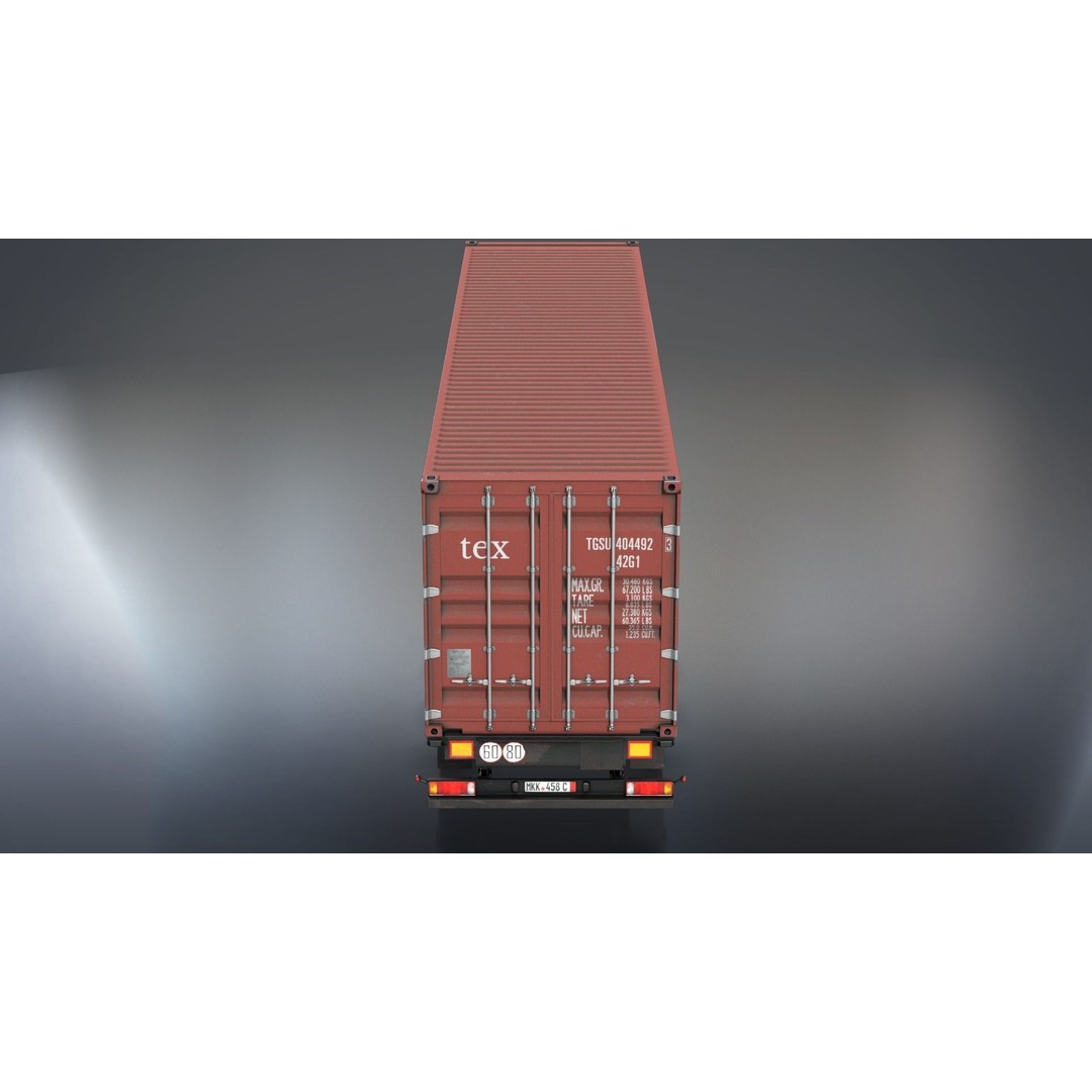 Semi-Trailer Container 3D Model – Low Poly PBR Game Asset, FBX - View 6