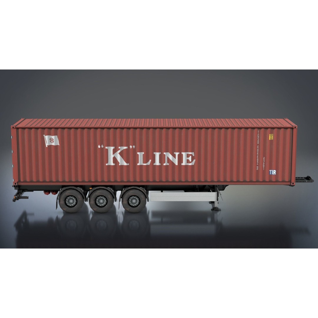 Semi-Trailer Container 3D Model – Low Poly PBR Game Asset, FBX - View 8
