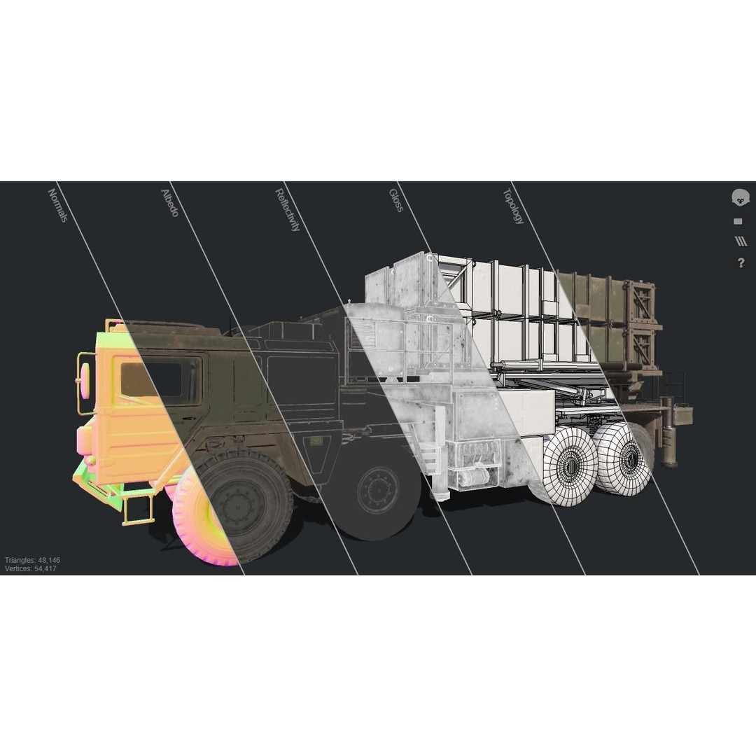 MIM-104 Patriot Anti-Air Missile Launcher 3D Model – Low Poly PBR Game Asset, FBX