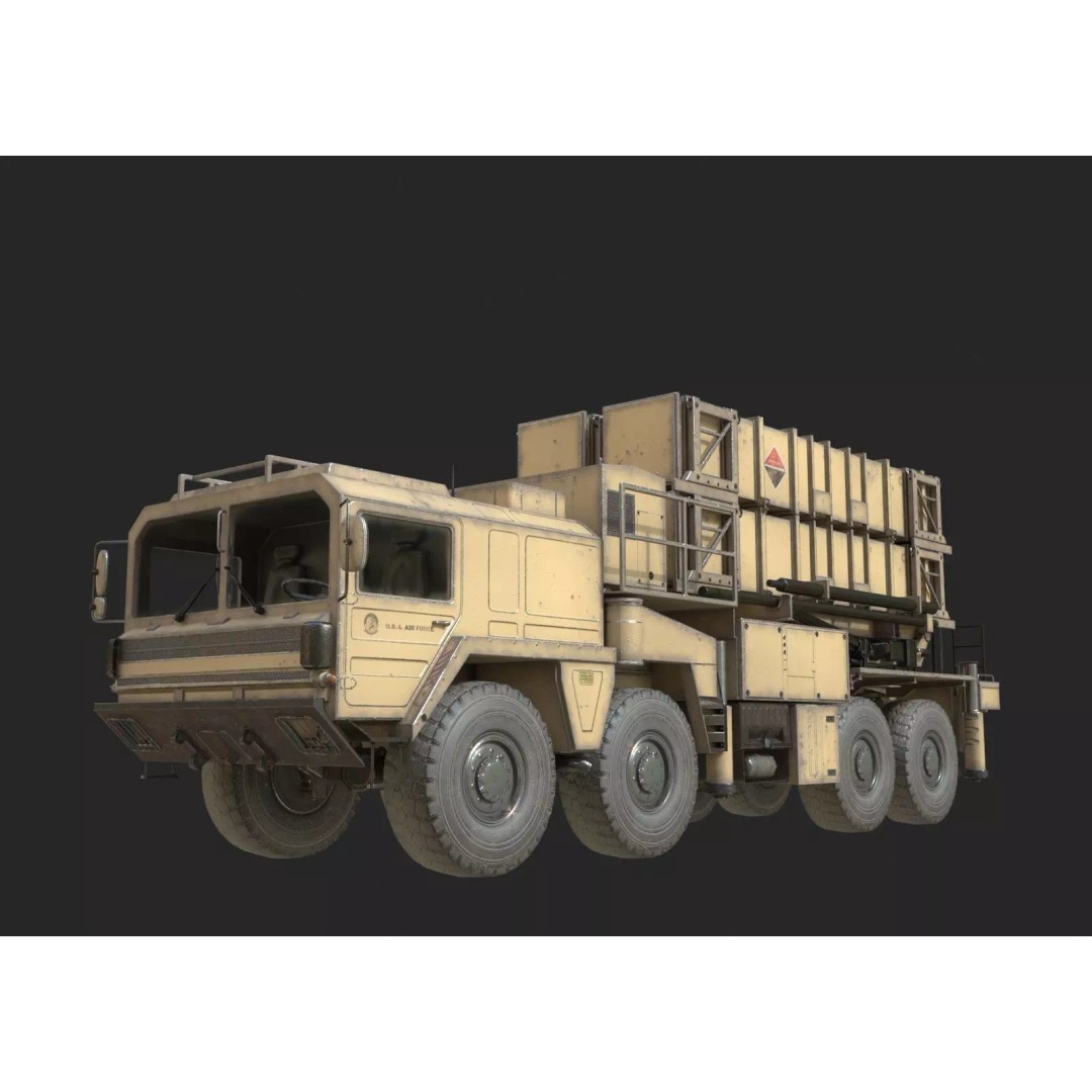 MIM-104 Patriot Anti-Air Missile Launcher 3D Model – Low Poly PBR Game Asset, FBX - View 2