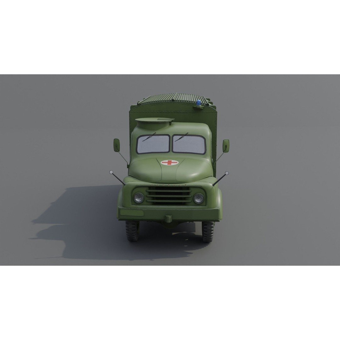 Hanomag AL 28 Military Ambulance 3D Model – Low Poly Game Asset, FBX - View 12