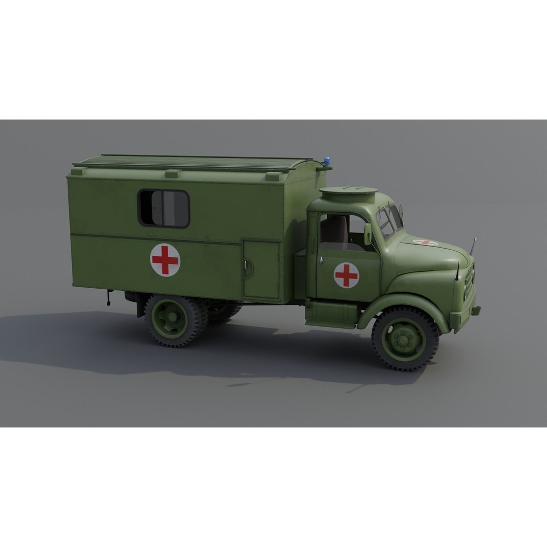 Hanomag AL 28 Military Ambulance 3D Model – Low Poly Game Asset, FBX - View 14