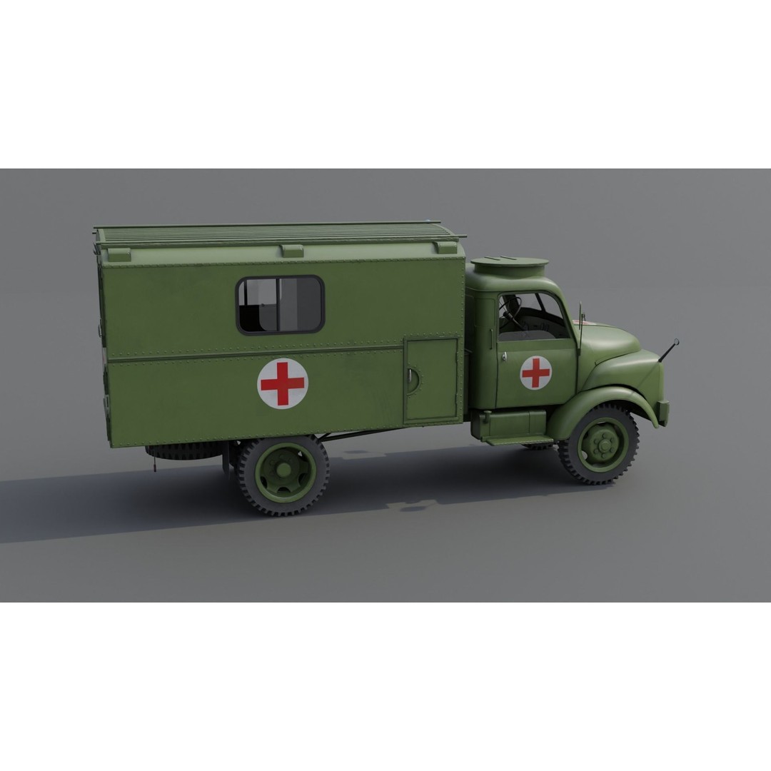 Hanomag AL 28 Military Ambulance 3D Model – Low Poly Game Asset, FBX - View 15