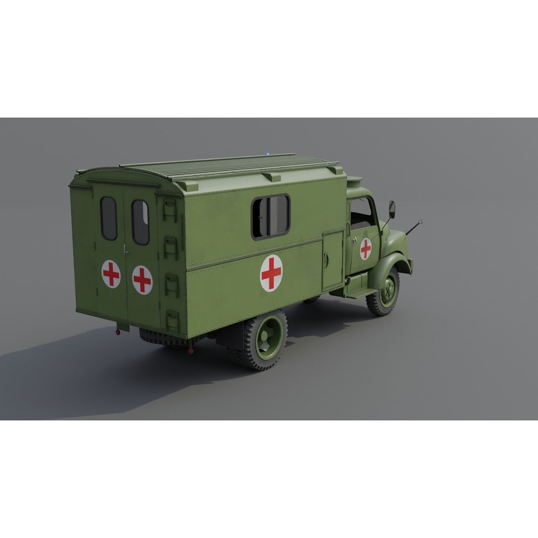 Hanomag AL 28 Military Ambulance 3D Model – Low Poly Game Asset, FBX - View 16