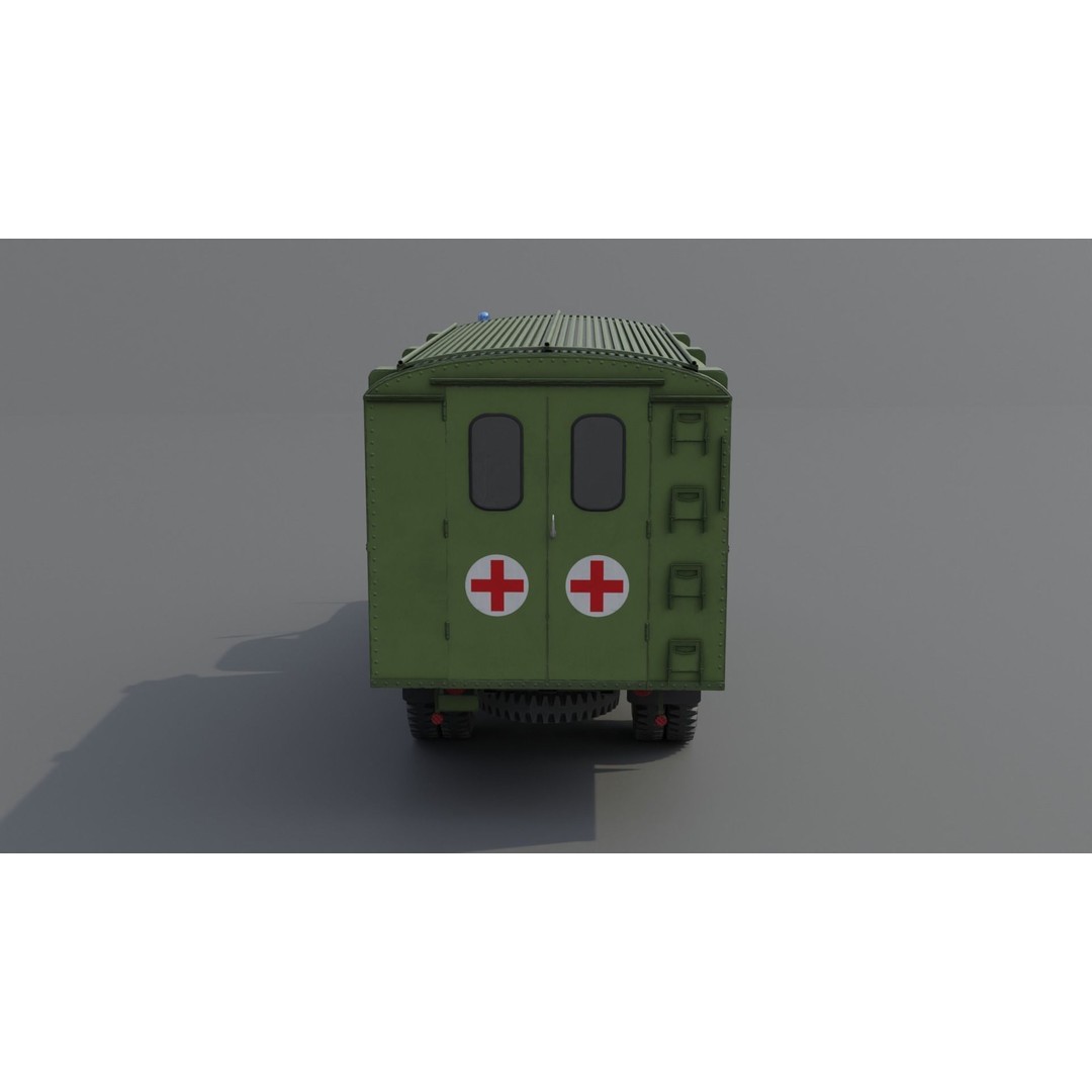 Hanomag AL 28 Military Ambulance 3D Model – Low Poly Game Asset, FBX - View 17